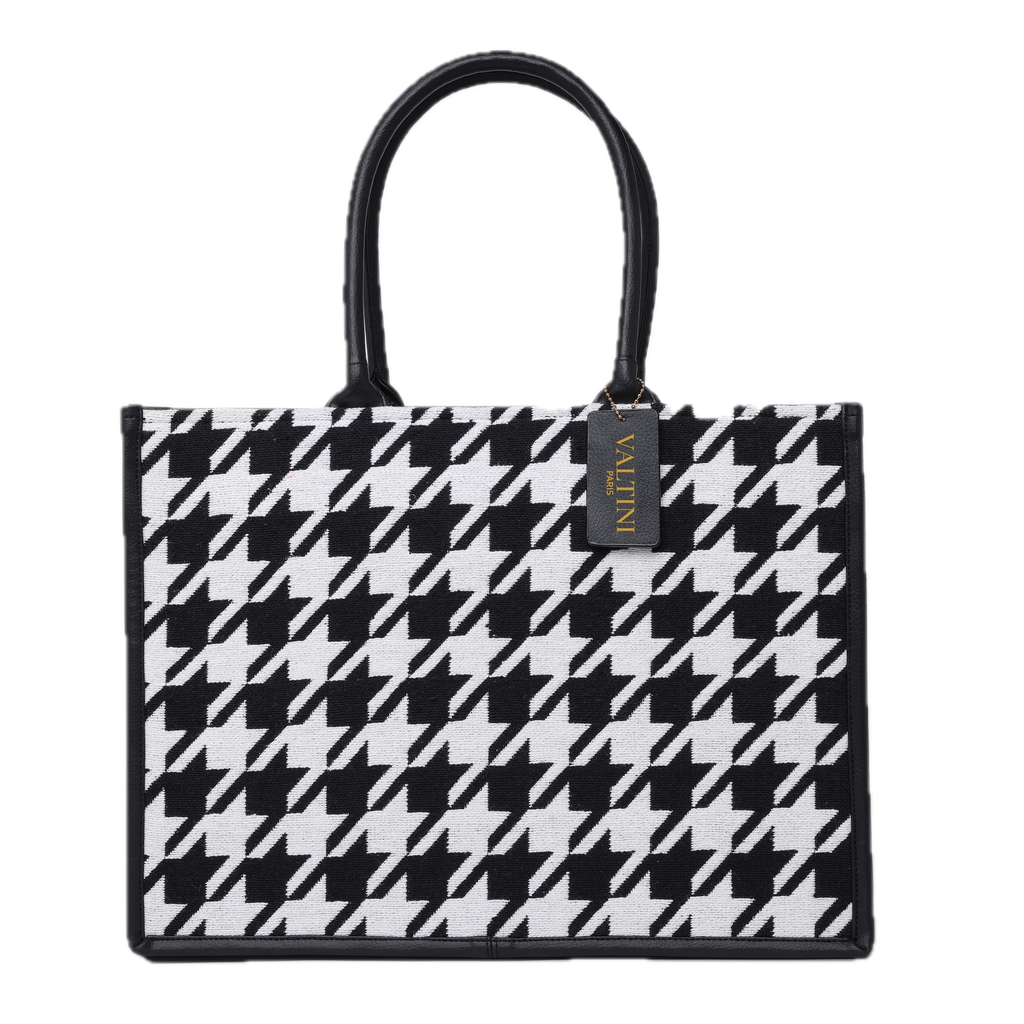 HOUNDSTOOTH JACQUARD BAG Black
