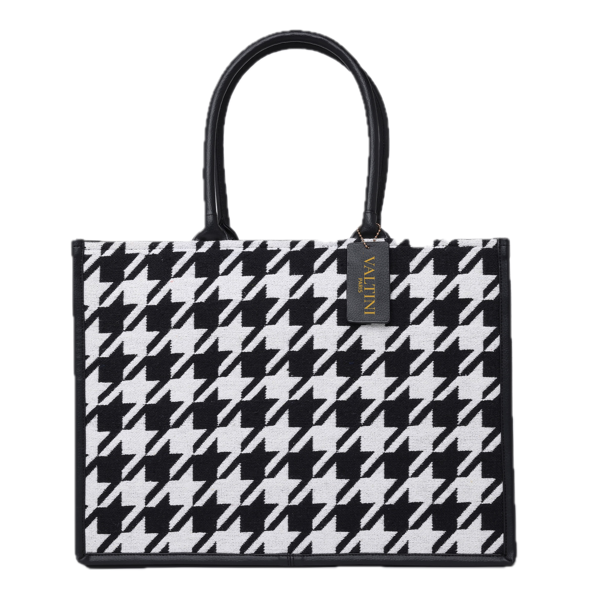HOUNDSTOOTH JACQUARD BAG Black