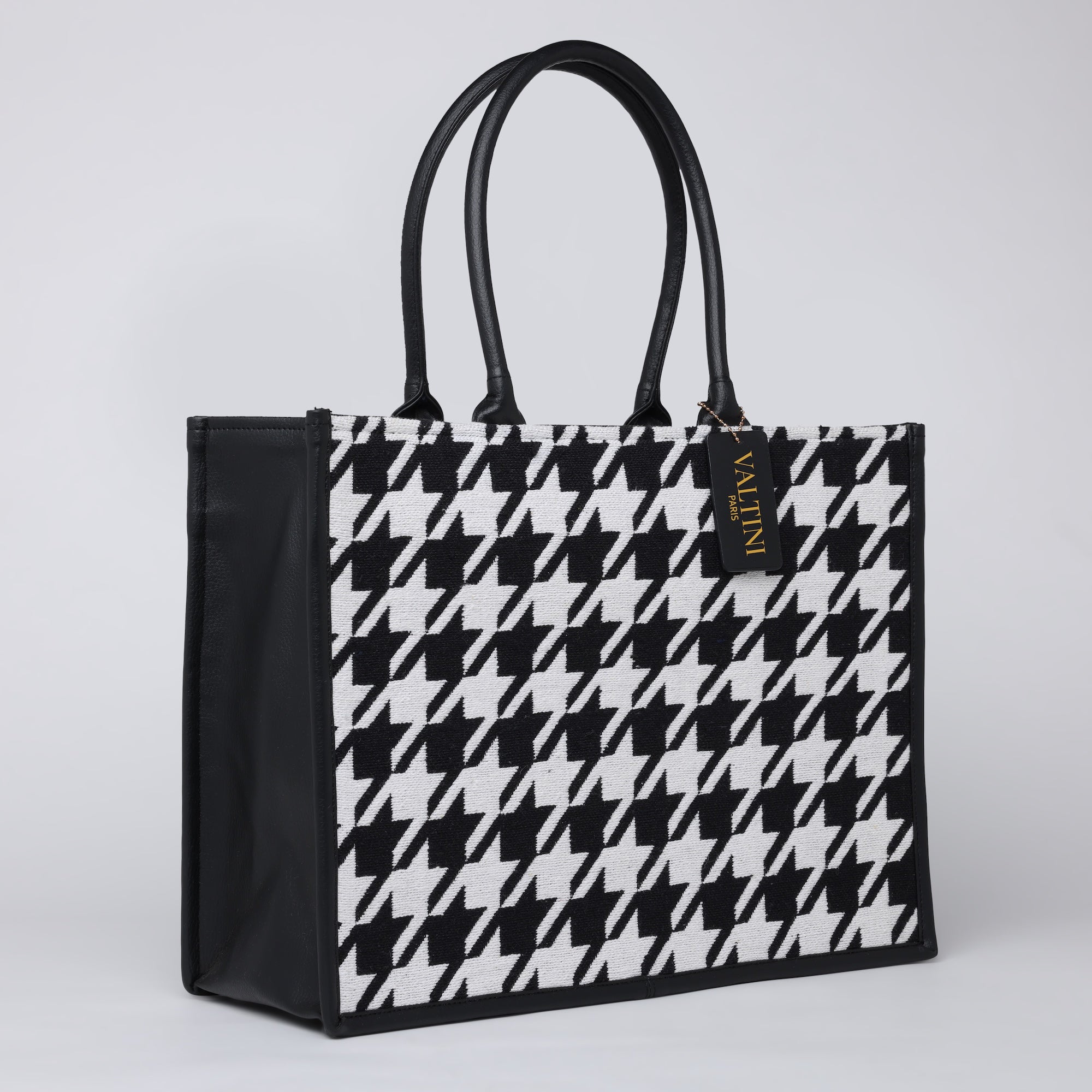HOUNDSTOOTH JACQUARD BAG Black