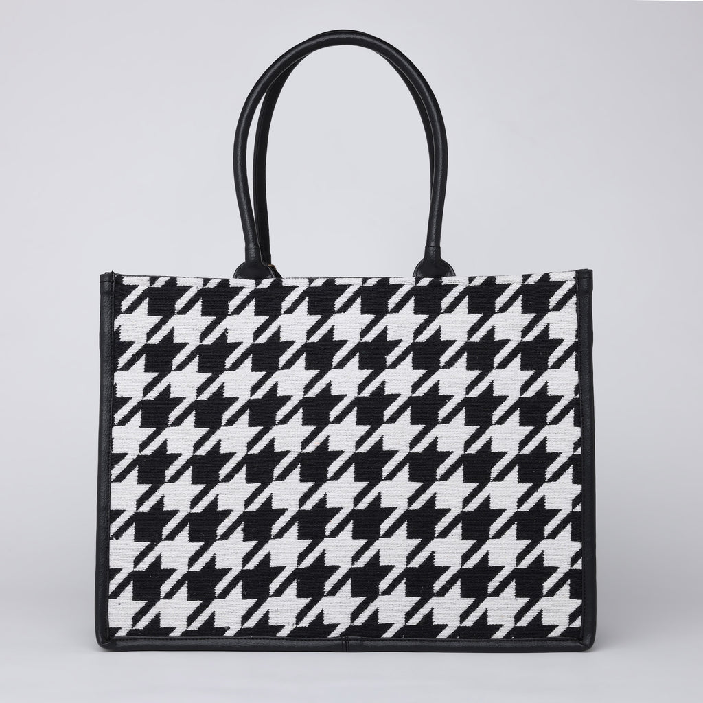 HOUNDSTOOTH JACQUARD BAG Black